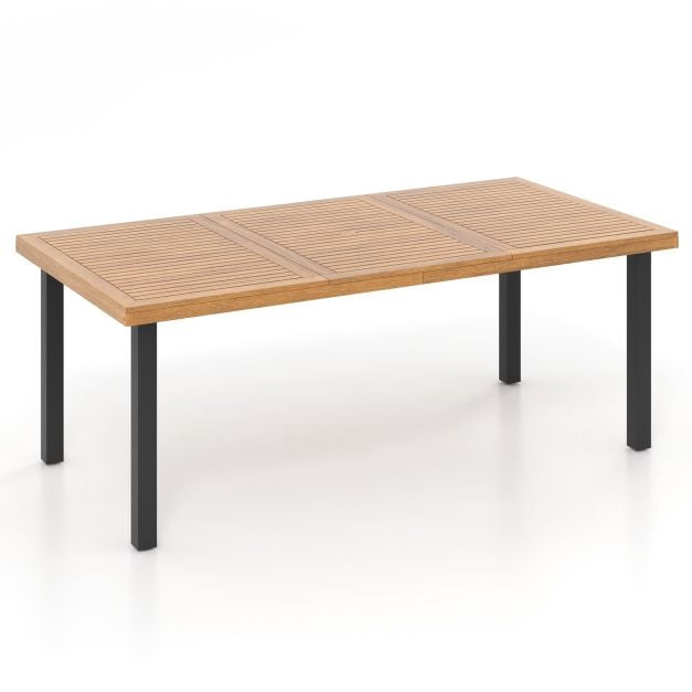 Patio Dining Table 200x100cm, Acacia Top, Umbrella Hole