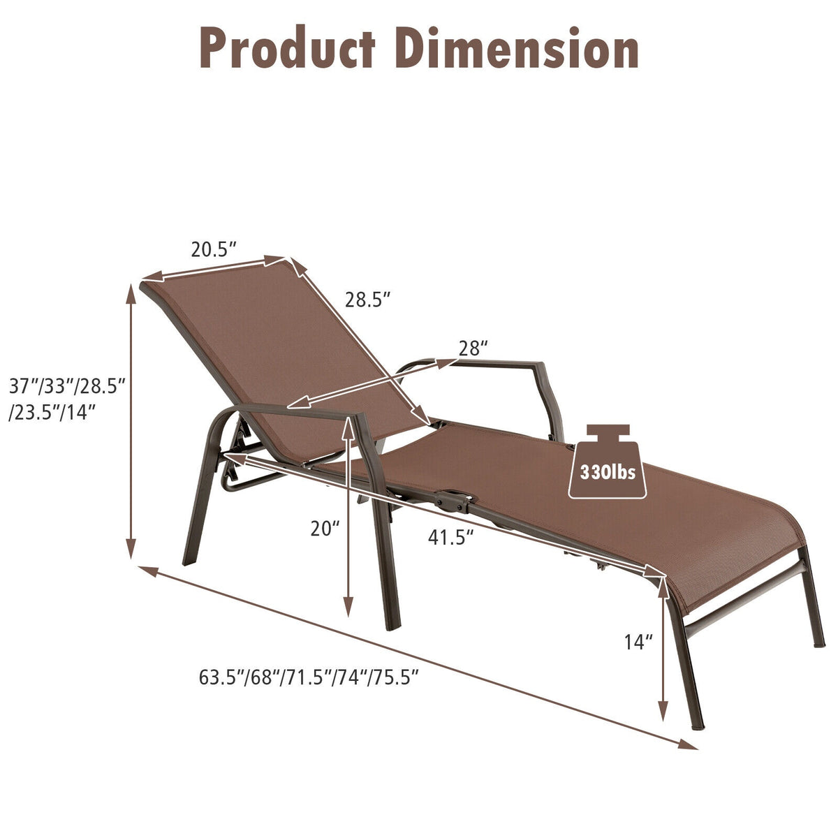 Patio Folding Chaise Lounge Set, 2-Pack, Adjustable Back
