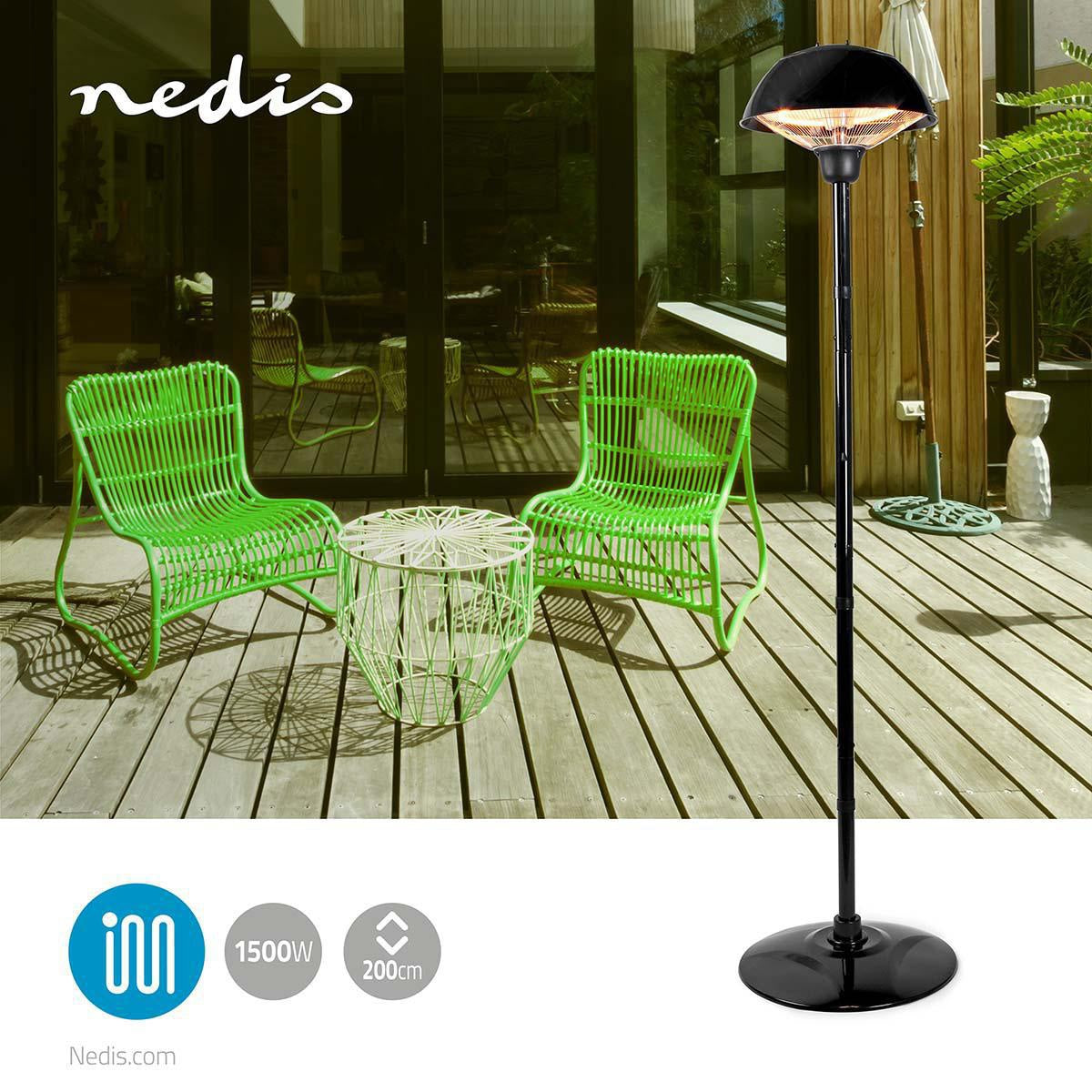 Patio Heater | 1500 W | 1 Heat Setting | Fall over protection | IP34 | Black