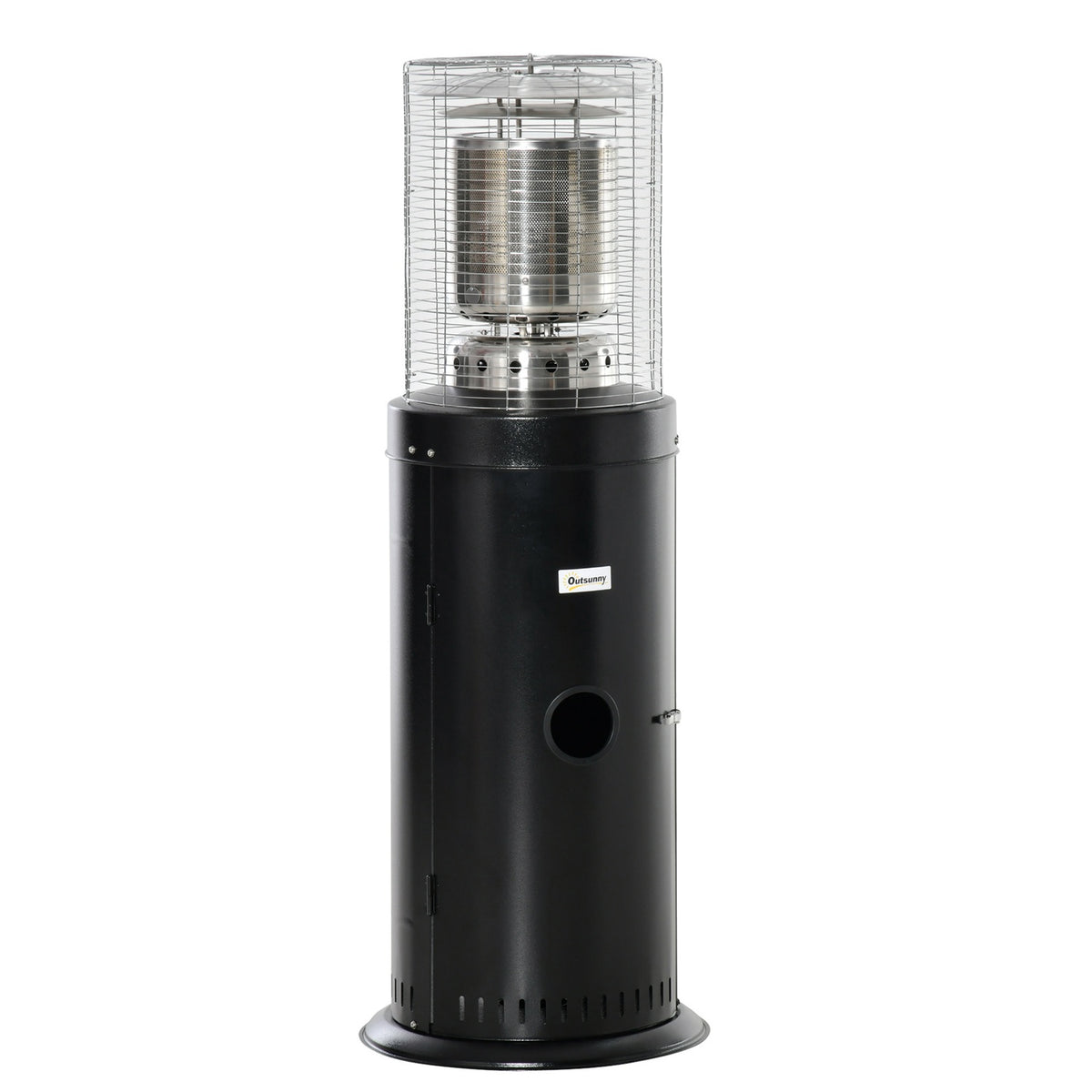 Patio Heater With Handle, Wheels, Automatic Safety Switch-Off, Stainless Steel, Ø55.6X143Cm