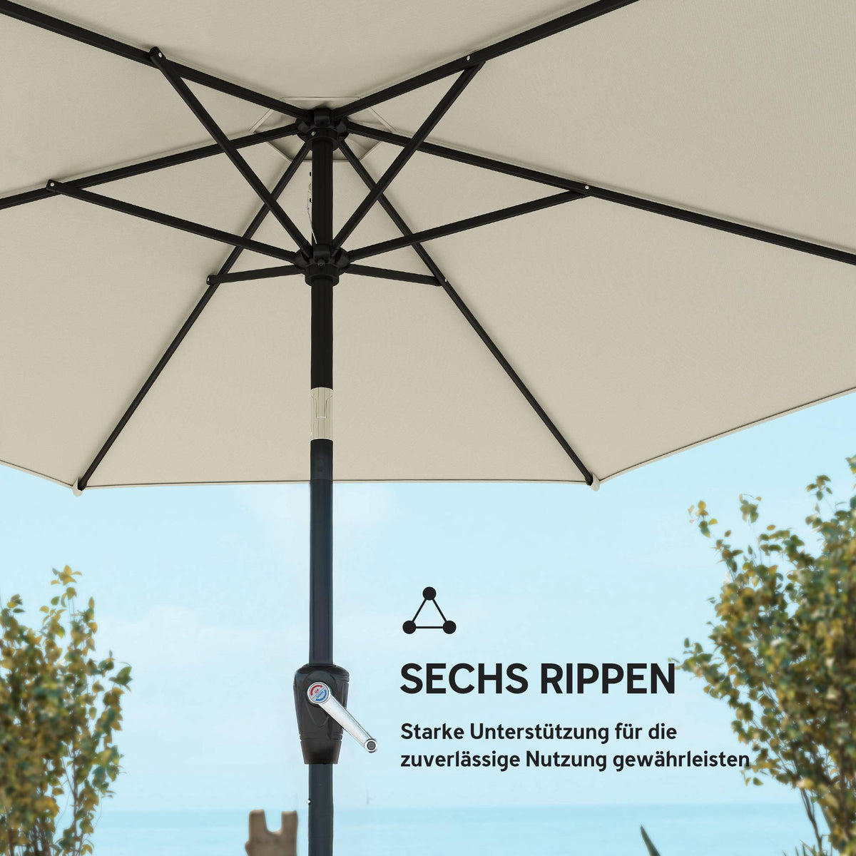 Patio Umbrella, 270 cm, UPF 50+ UV Protection