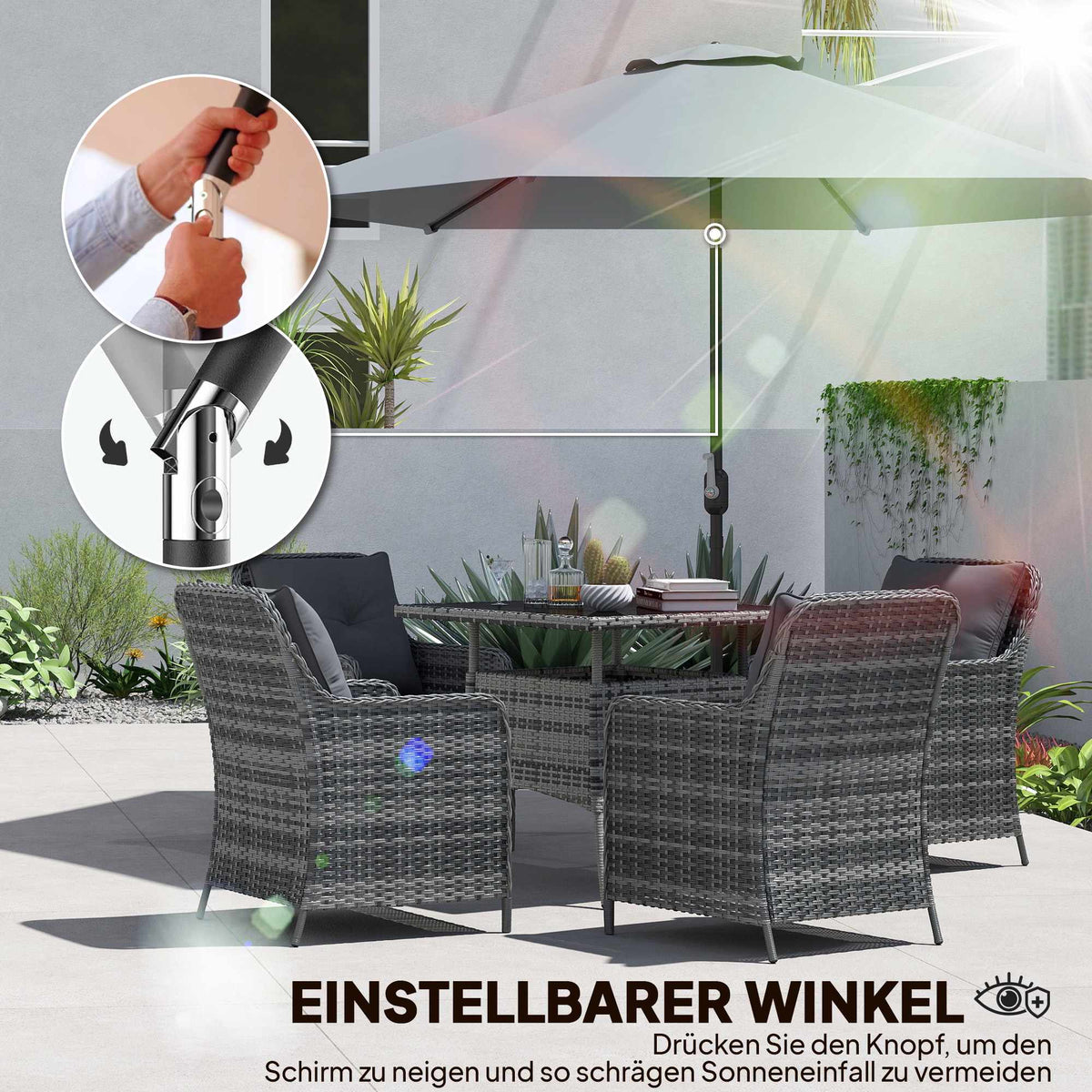 Patio Umbrella 2.95m with Tilt, UPF30+ Polyester