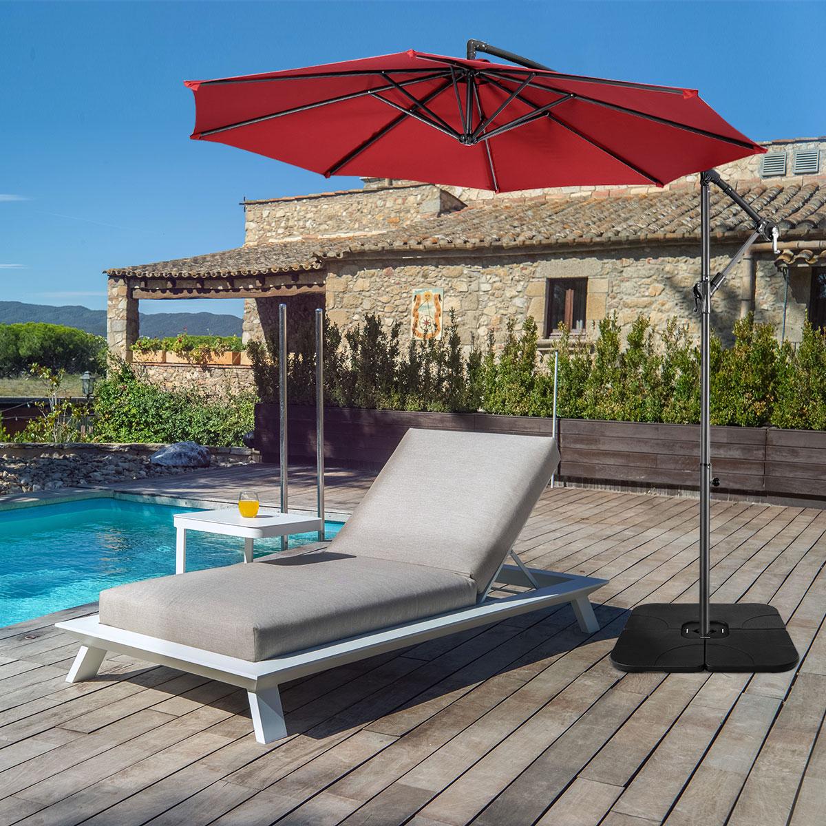 Patio Umbrella Base, Fillable Water or Sand, HDPE Black