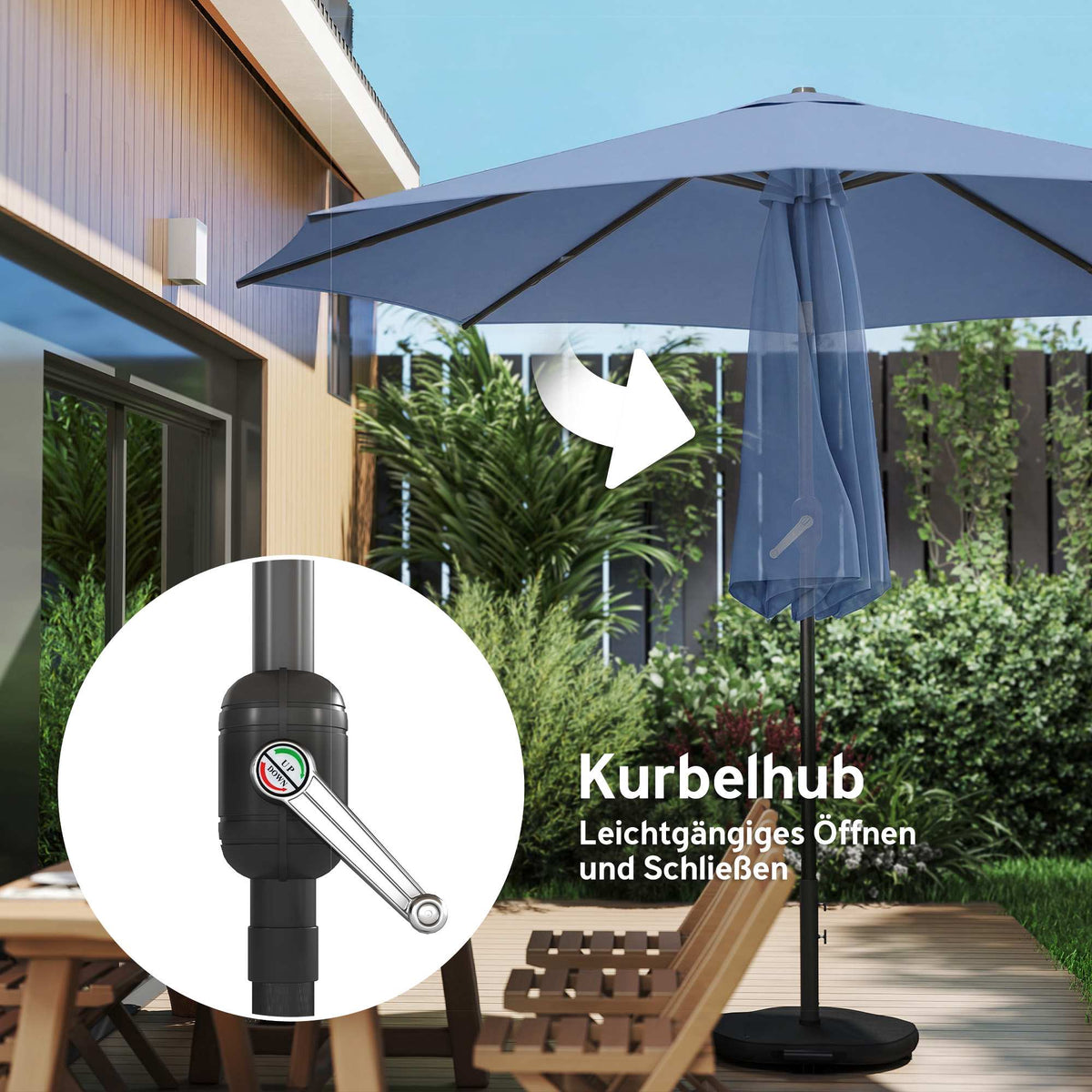 Patio Umbrella with Sandbag Weights, Dual Tilt, UV Protection