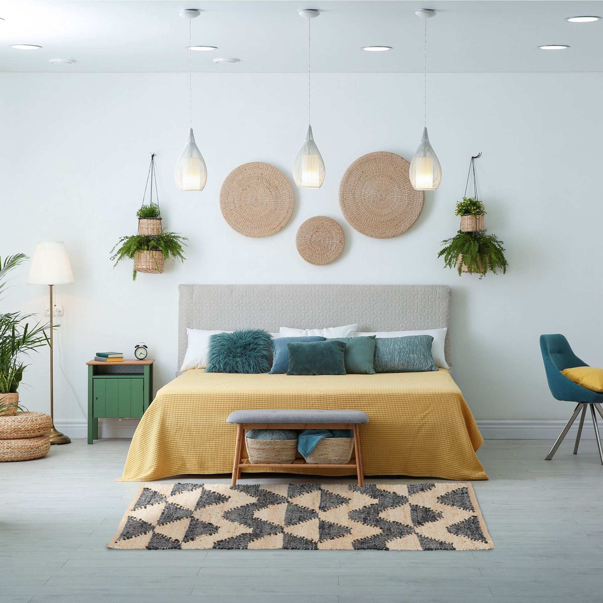 Patterned jute rug 70 x 140 cm