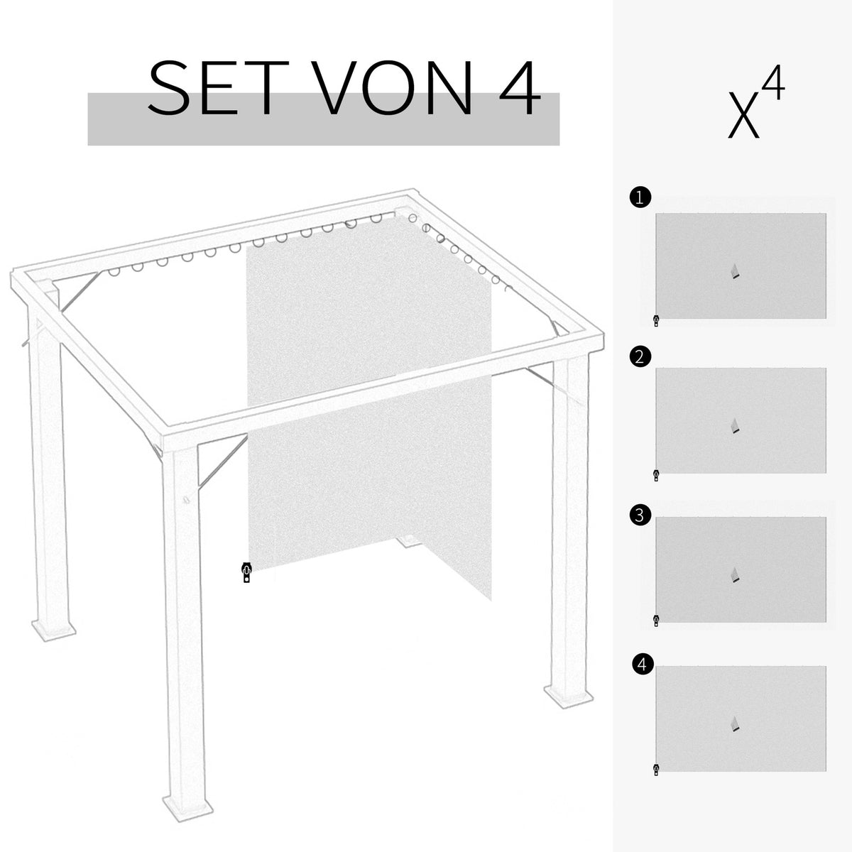 Pavilion 4 Side Panels For 3X4 M Garden Pavilion Party Tent Polyester Beige 352 X 205 Cm