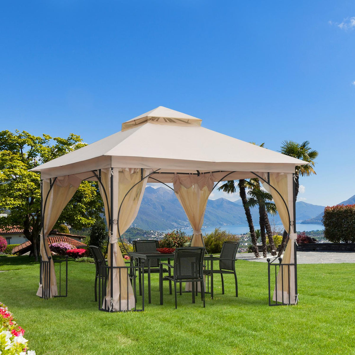 Pavilion Garden Pavilion Party Tent Garden Tent Marquee Double Roof 3X3M