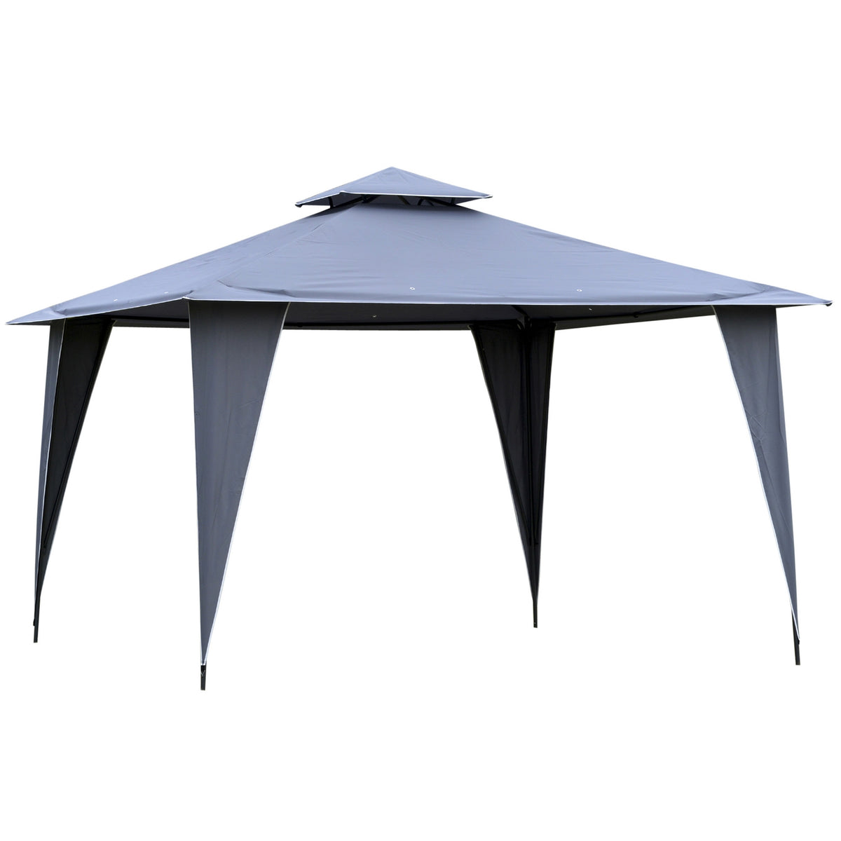 Pavilion Party Tent Double Roof 3.45X3.45X2.68M Metal Polyester Gray