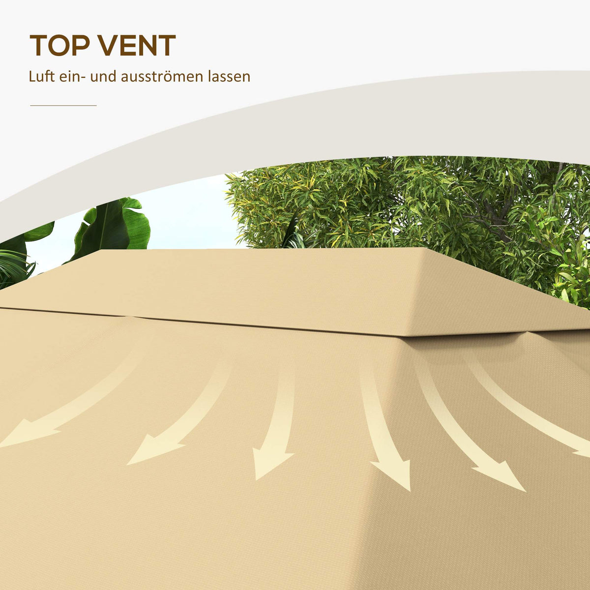 Pavilion Replacement Canopy, Weather-Resistant, 397x297 cm, Khaki