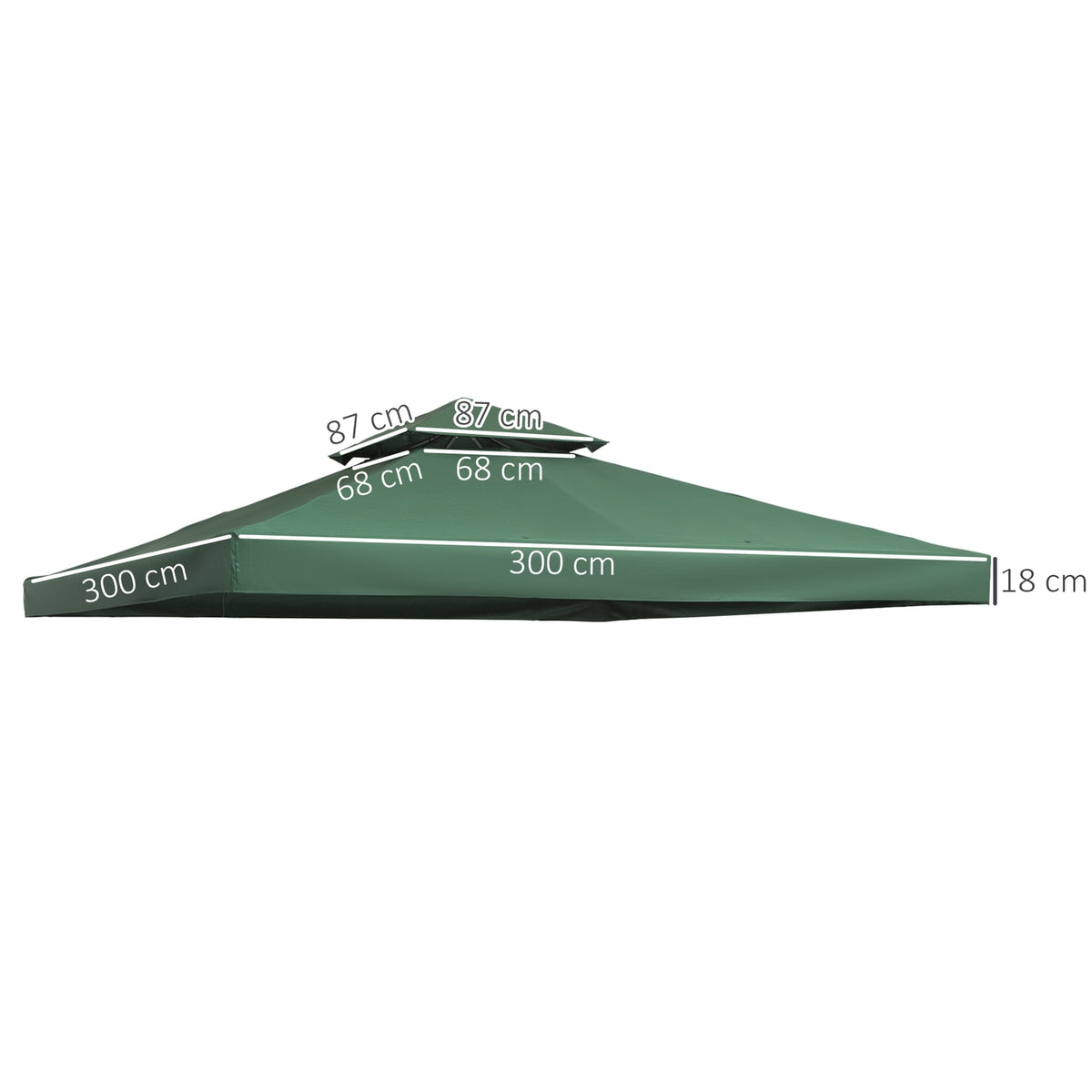 Pavilion Roof Replacement Polyester 3X3M Charcoal Gray Water-Repellent For Metal & Garden Gazebo