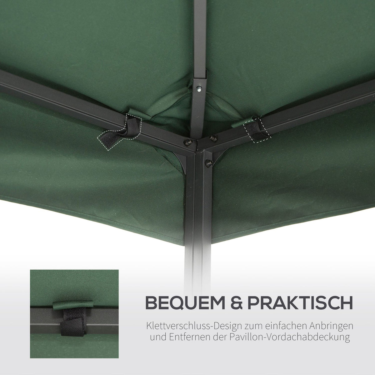 Pavilion Roof Replacement Polyester 3X3M Charcoal Gray Water-Repellent For Metal & Garden Gazebo