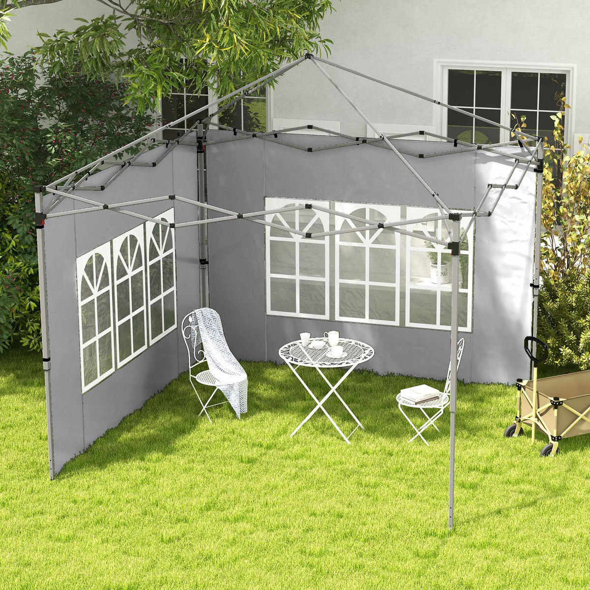 Pavilion Side Walls Set, 3x3/3x4m, Waterproof, Light Grey