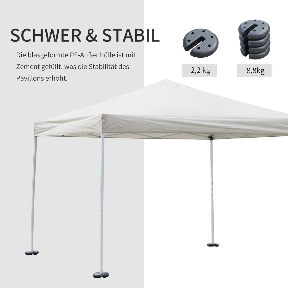 Pavilion Weights Set Of 4 Tent Weights For Base, 2.2 Kg, Secure Hold For Party Tents & Pavilions