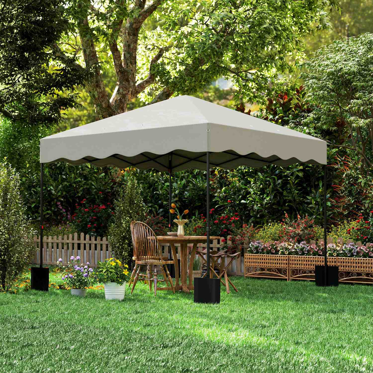 Pavilion approx. 3x3m, water-repellent, stable, winter-proof pop-up folding pavilion with UV protection 50+, foldable party tent, garden tent with roll-up bag, garden pavilion for camping, garden, cream white