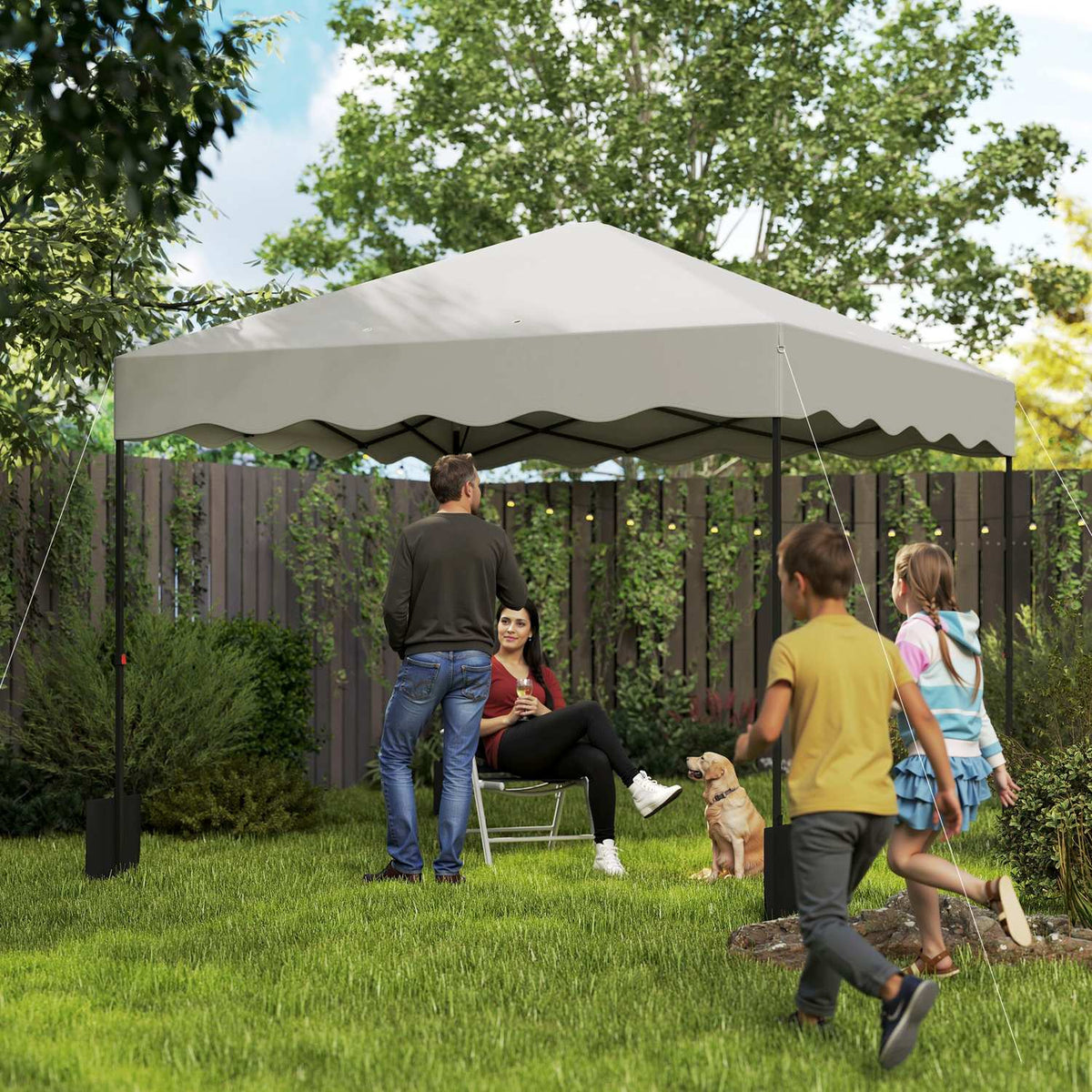 Pavilion approx. 3x3m, water-repellent, stable, winter-proof pop-up folding pavilion with UV protection 50+, foldable party tent, garden tent with roll-up bag, garden pavilion for camping, garden, cream white
