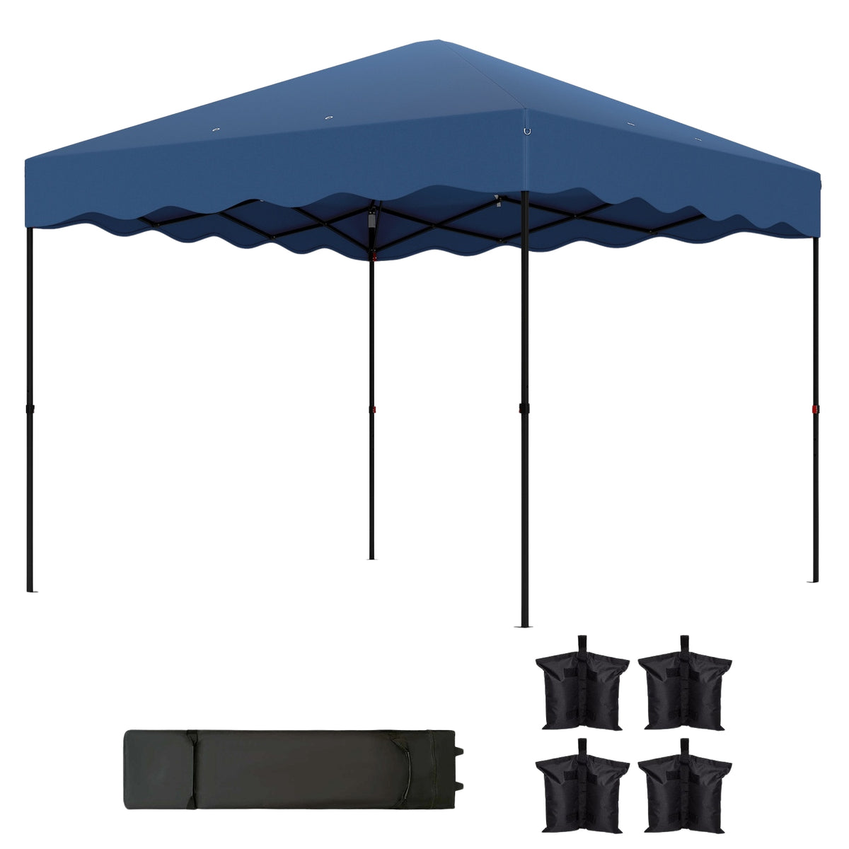 Pavilion approx. 3x3m, water-repellent, stable, winter-proof pop-up folding pavilion with UV protection 50+, foldable party tent, garden tent with roll-up bag, garden pavilion for camping, garden, dark blue