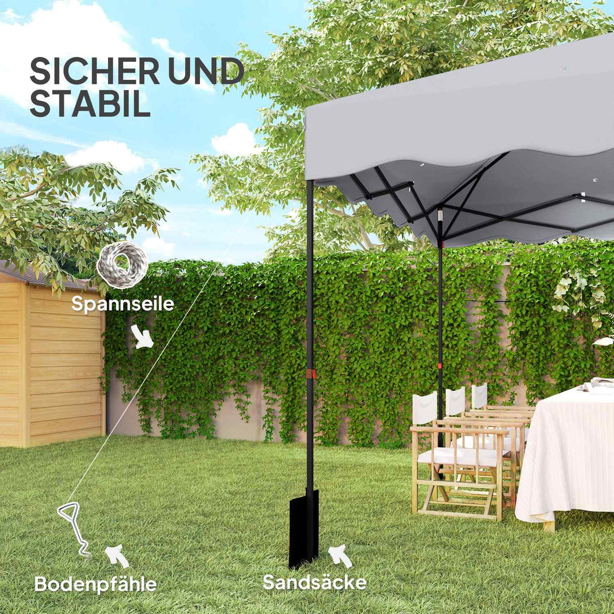 Pavilion approx. 3x3m, water-repellent, stable, winter-proof pop-up folding pavilion with UV protection 50+, foldable party tent, garden tent with roll-up bag, garden pavilion for camping, garden, light gray