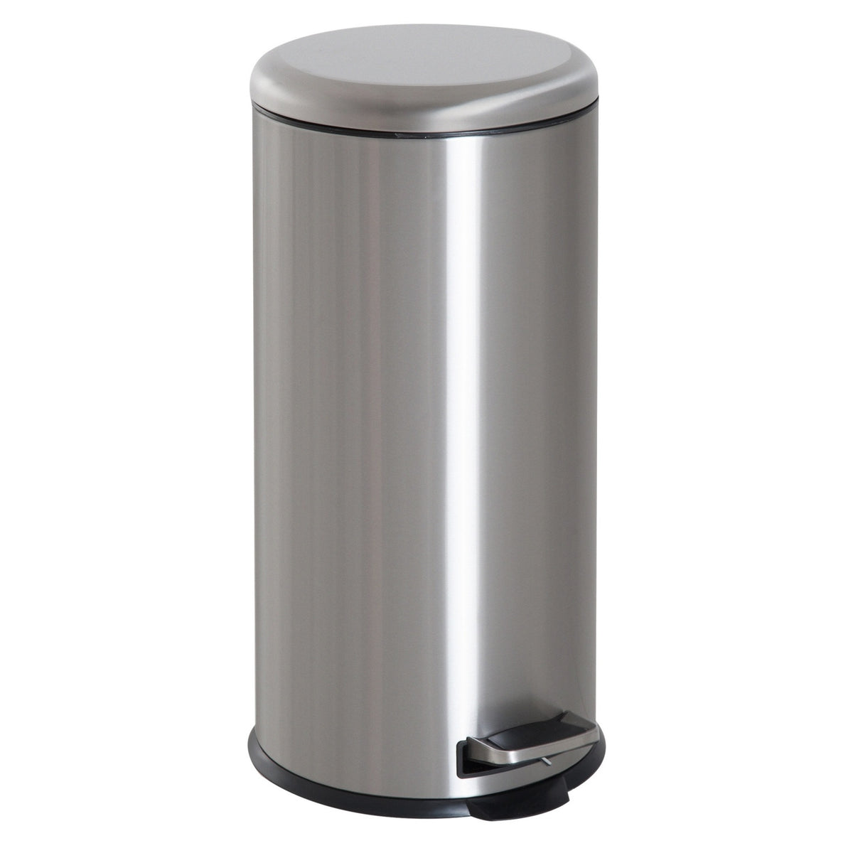 Pedal Bin 30L Pedal Bin With Inner Bin And Hinged Lid, Stainless Steel, Hygienic, Silver