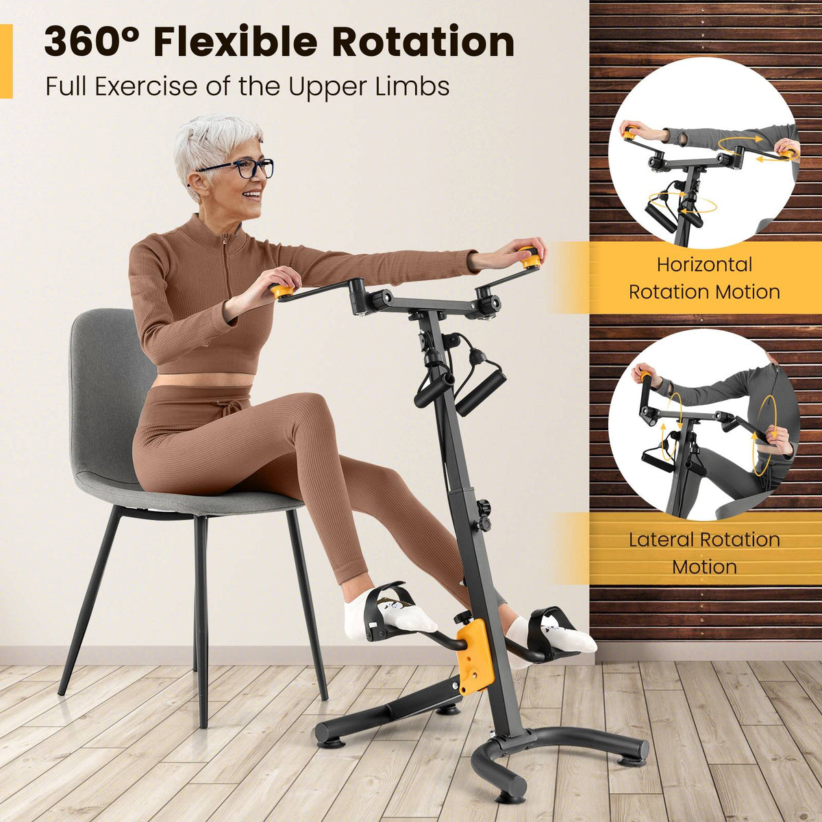 Pedal Exerciser With Adjustable Handgrip, Foldable, 9-Level