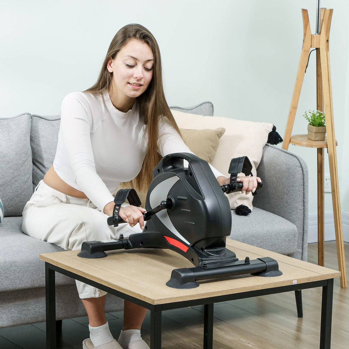 Pedal trainer quiet mini exercise bike with 8 levels magnetic resistance LCD display portable leg trainer with non-slip mat seniors arm and leg training pedal trainer for home black