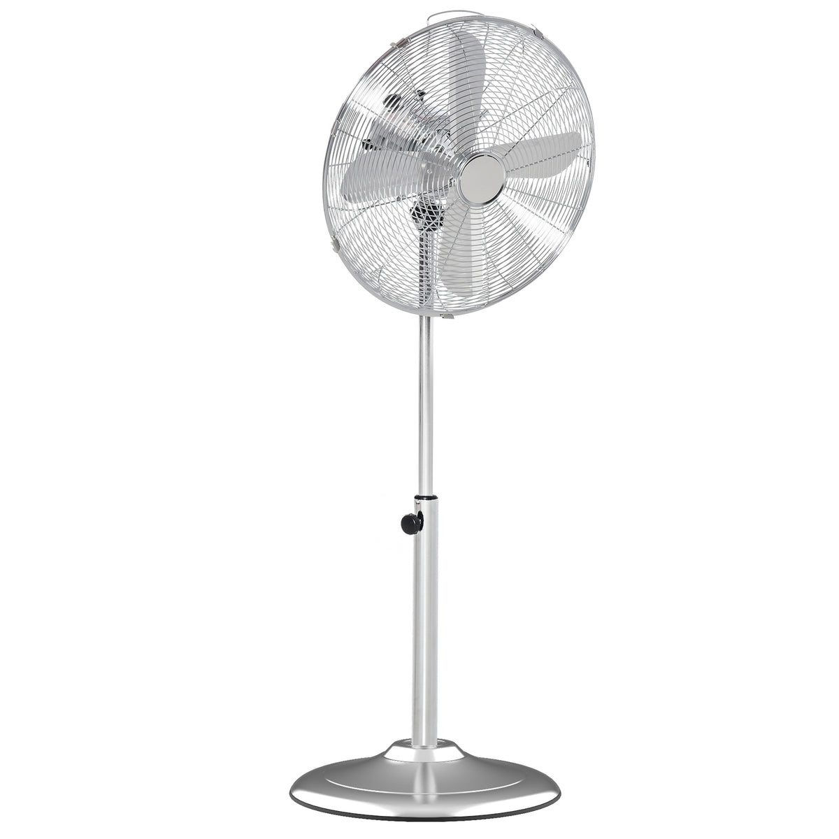 Pedestal Fan 120Cm, Height Adjustable, 3 Speed Levels, Adjustable Tilt Angle, Steel, Silver