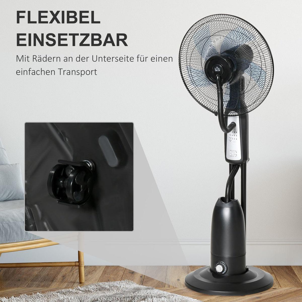 Pedestal Fan With 2.8 Liter Water Atomizer, Timer, 3 Modes, Mist Function, Adjustable Tilt Angle