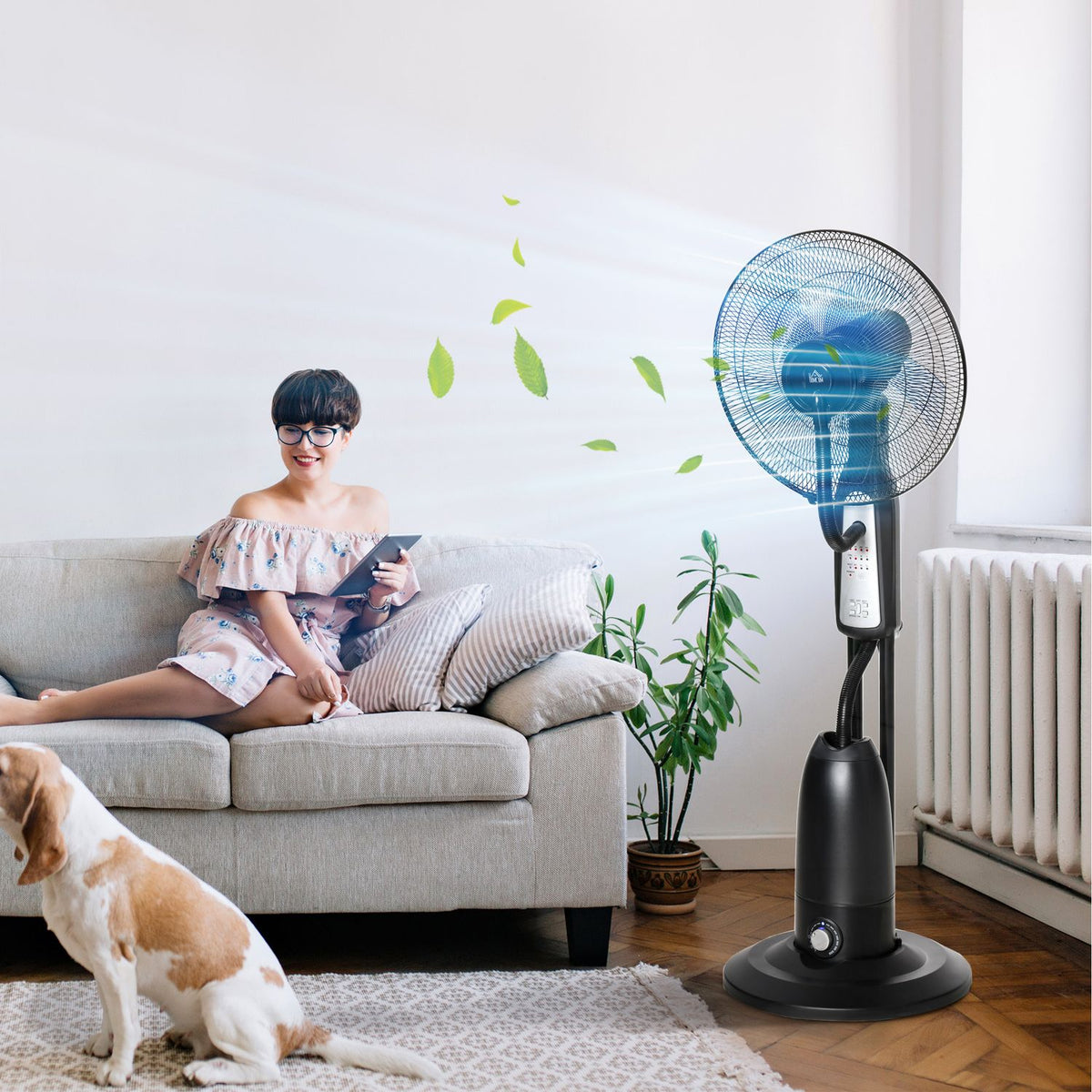 Pedestal Fan With 2.8 Liter Water Atomizer, Timer, 3 Modes, Mist Function, Adjustable Tilt Angle