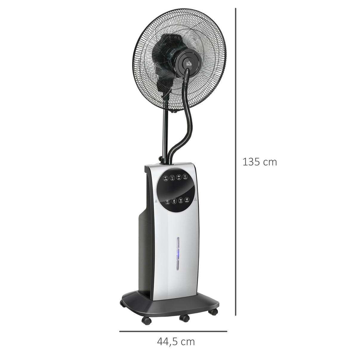Pedestal Fan With Spray Mist 90W Cooling Fan, 3.1L Water Tank, 3 Air Modes, Wheels, Remote Control, Black