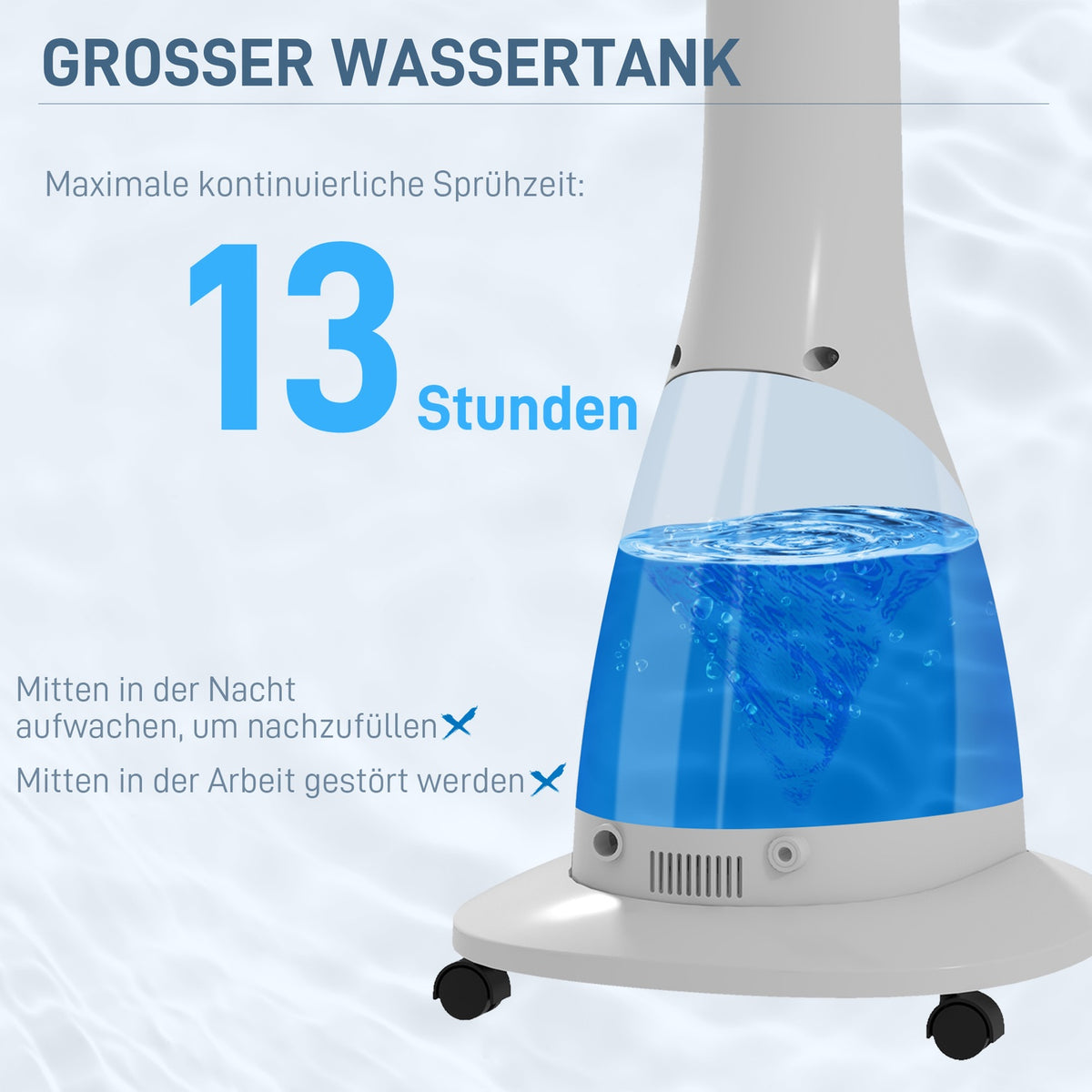 Pedestal Fan With Water, 90W Fan With Mist Function, 3 Modes, 3L Water Tank Capacity, Timer Function, Rollers, Oscillating, Black