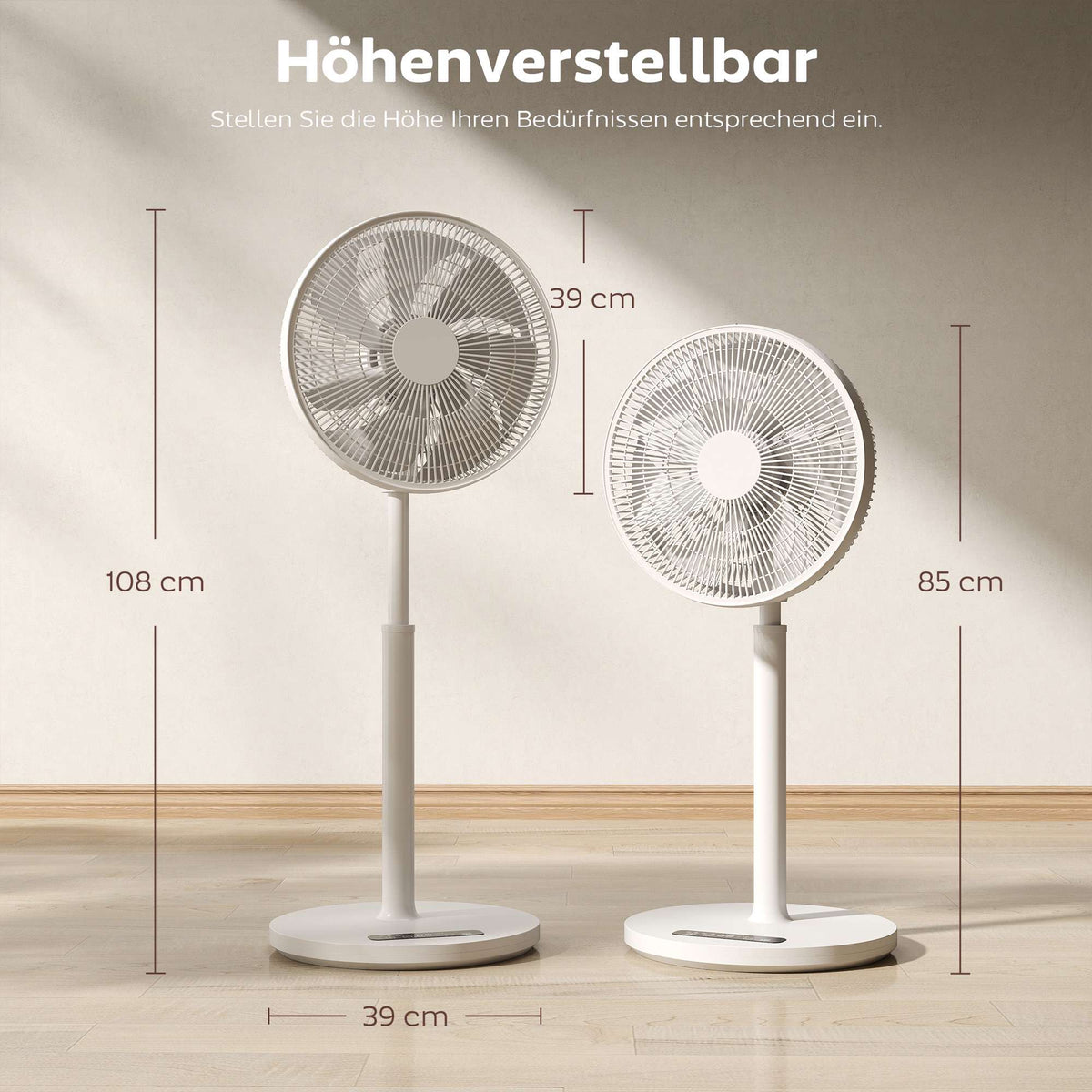 Pedestal Fan with Remote, 12 Speeds, Adjustable Height, White