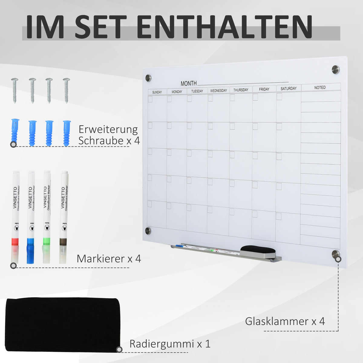 Pen Holder, 4 Markers & Erasers, 90X60Cm