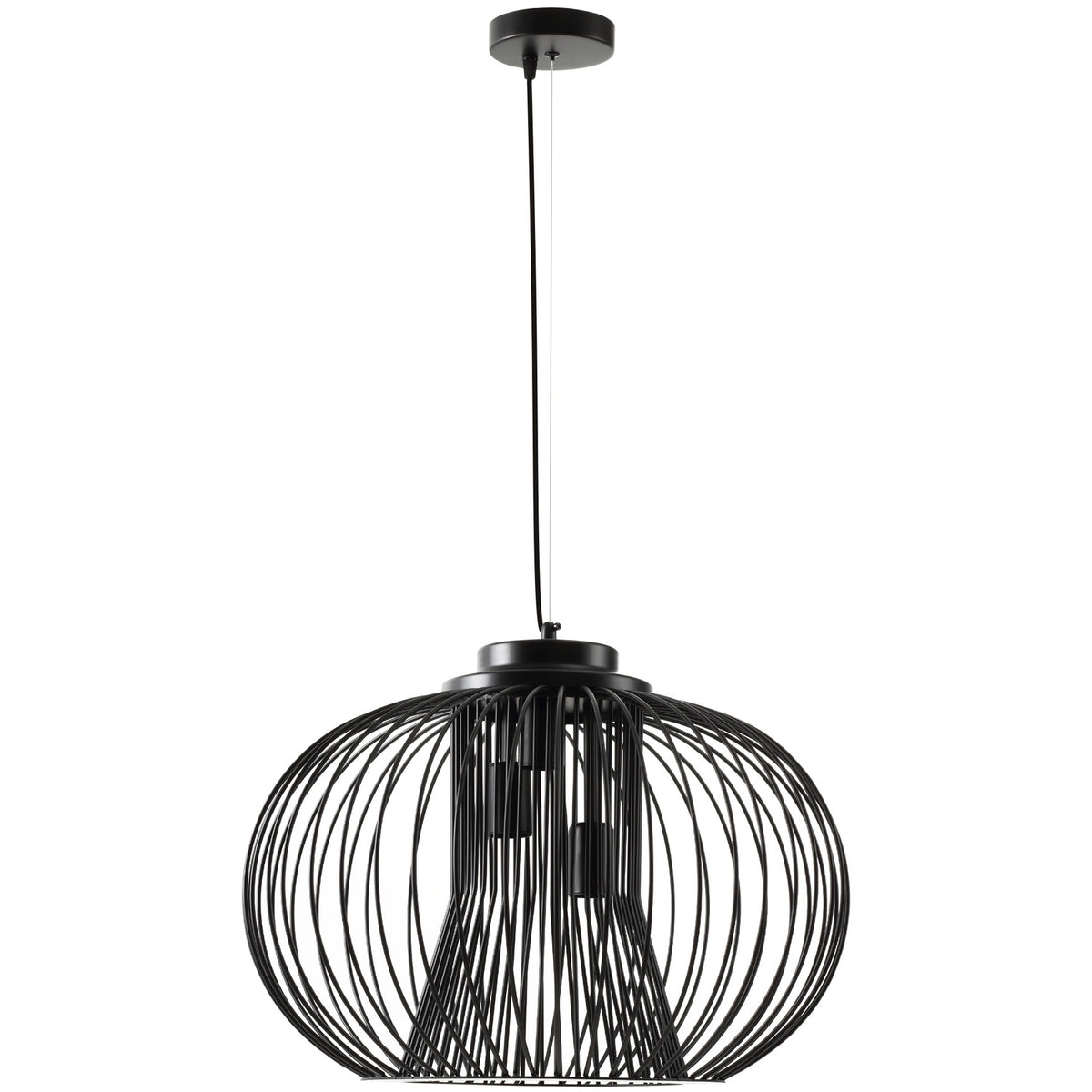 Pendant Light Industrial Style, Ball Pendant, E27, Adjustable Length, Metal, Black, Ø50 X 150 Cm