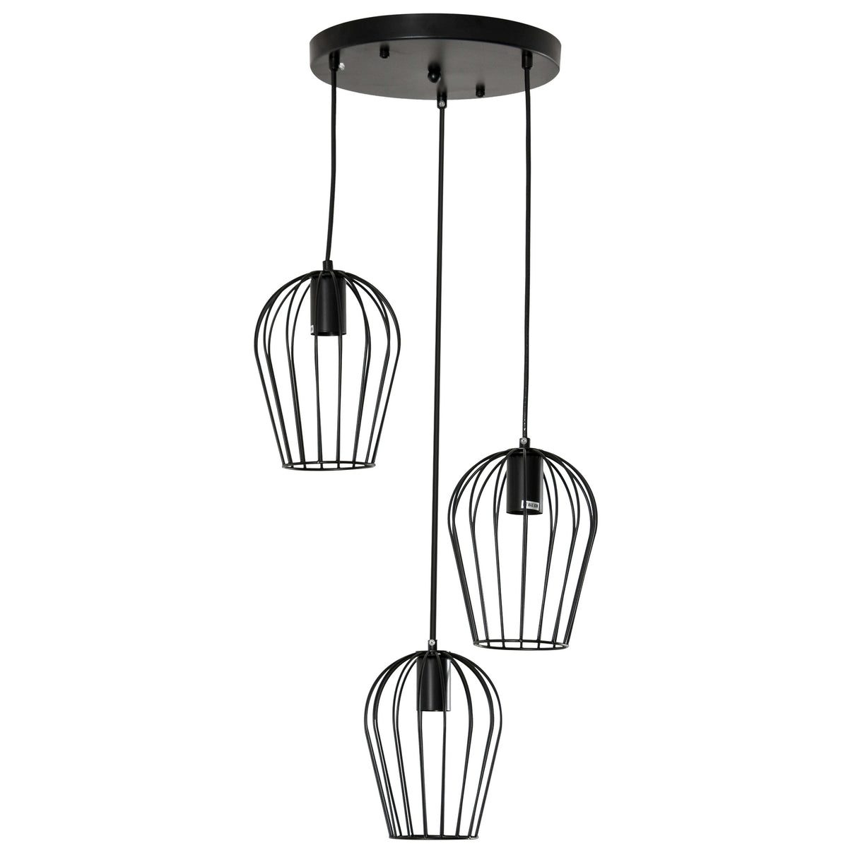 Pendant Light Modern, Geometric Hanging Lamp, Metal, Black, Ø38X145H Cm