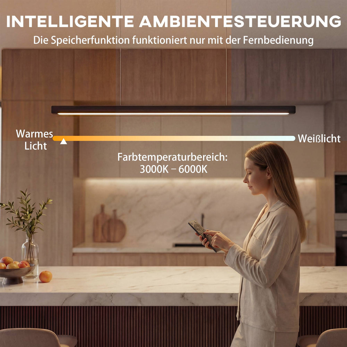 Pendant Light with Remote, Dimmable, Adjustable Color Temp