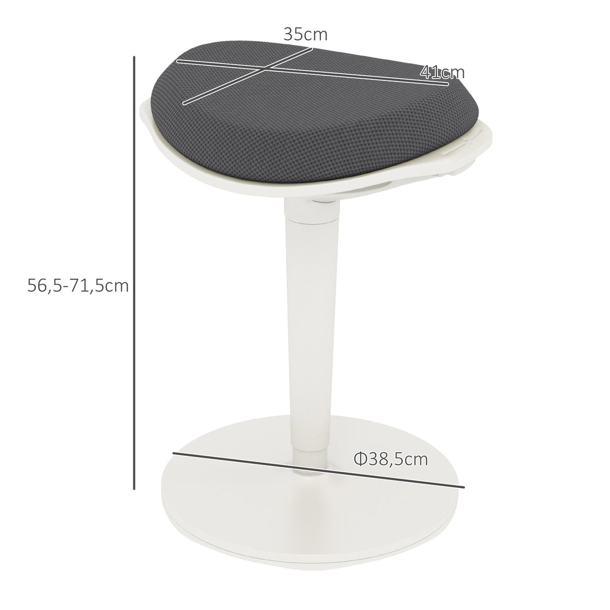Pendulum Stool, Ergonomic Office Stool, Height Adjustable Work Stool, Swivel Chair for Office, Mesh, Grey