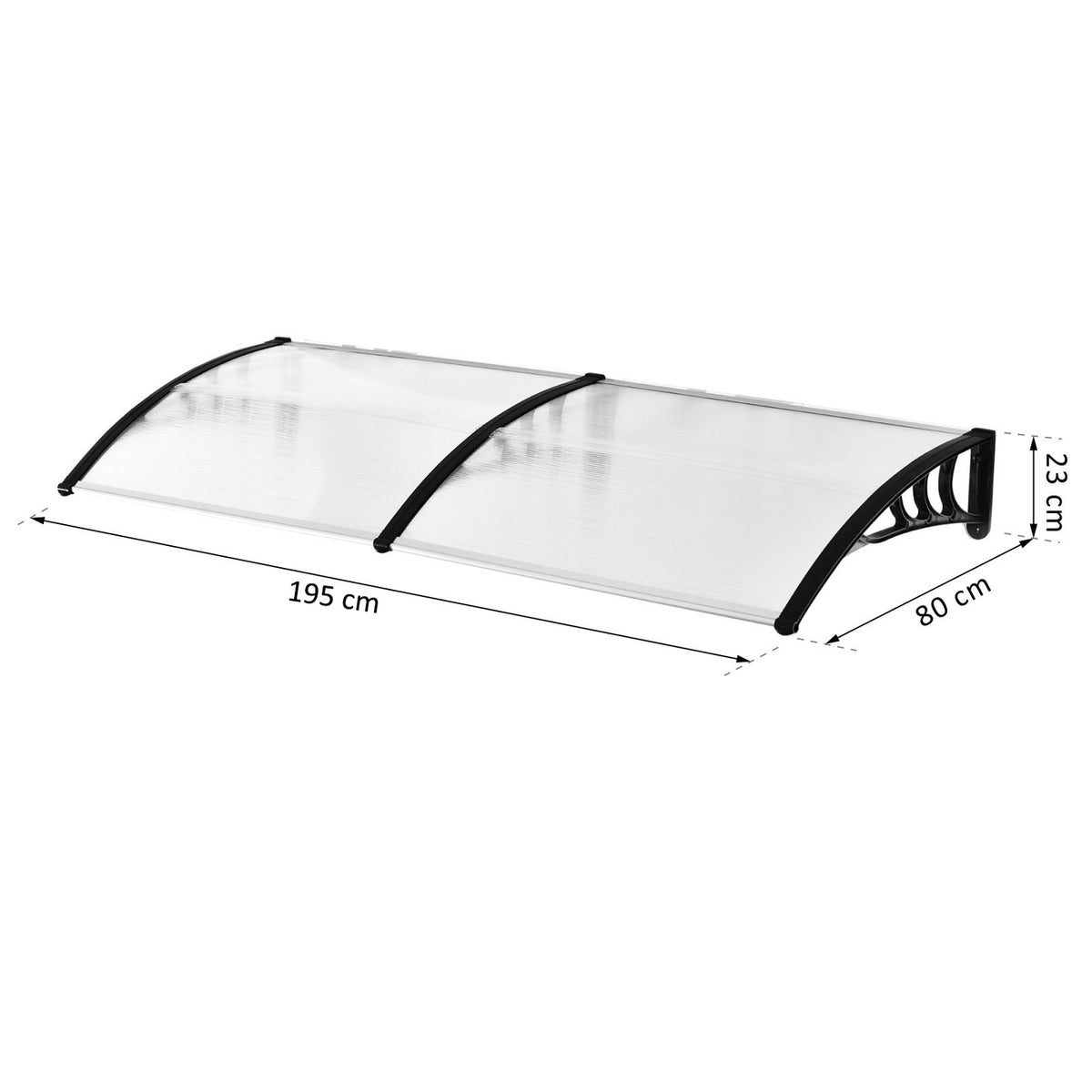 Pent Canopy Canopy For Front Door 75X195X23 Cm Canopy 5Mm Polycarbonate Sun Protection Rain Protection For Outside Aluminum Transparent