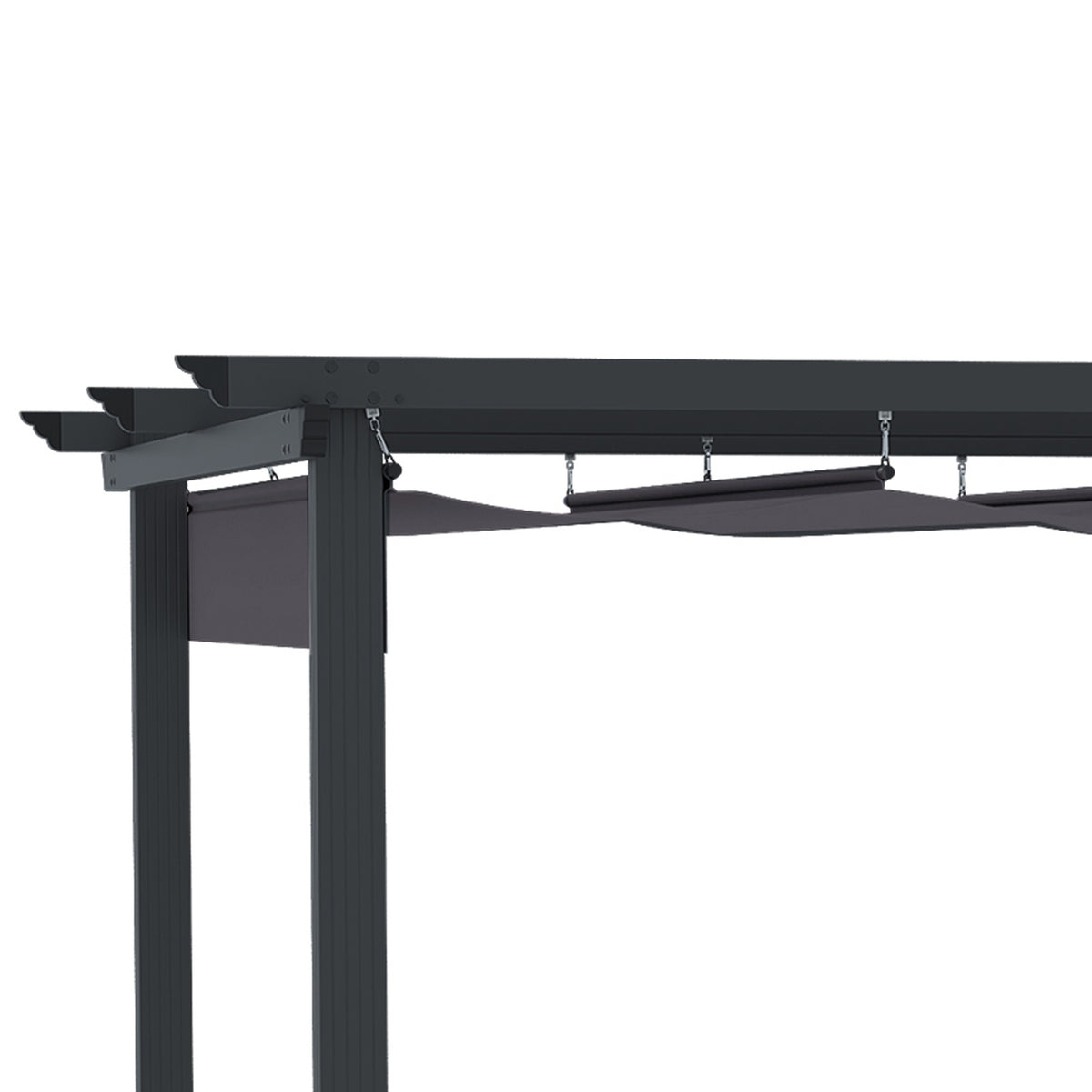 Pergola 2.95 X 2.95 M Gazebo Patio Canopy With Sliding Roof Aluminum Polyester Gray