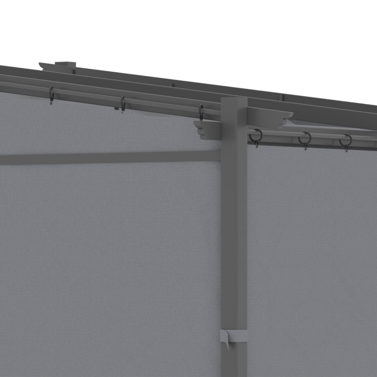Pergola 2.97X2.95M Water-Repellent Gazebo With Sun Canopy & Side Panels, Polyester, Dark Gray