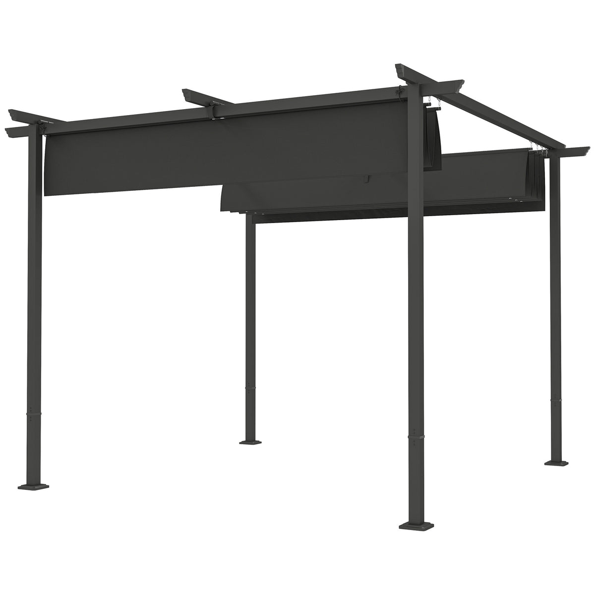 Pergola 3x3m garden pavilion patio roof made of metal, garden pavilion with adjustable roof, UV protection 30+ free-standing sun protection for terrace and garden, dark gray