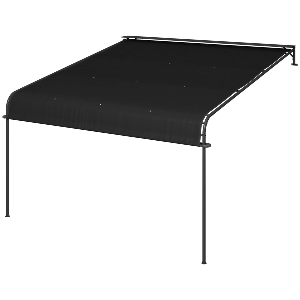 Pergola 4X3M Weatherproof Patio Canopy, Wall Mounted, Adjustable Roof, Steel, Dark Grey