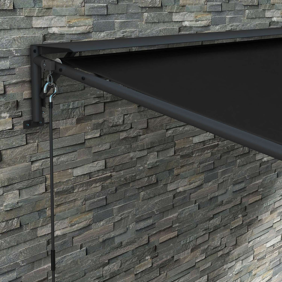 Pergola 4X3M Weatherproof Patio Canopy, Wall Mounted, Adjustable Roof, Steel, Dark Grey