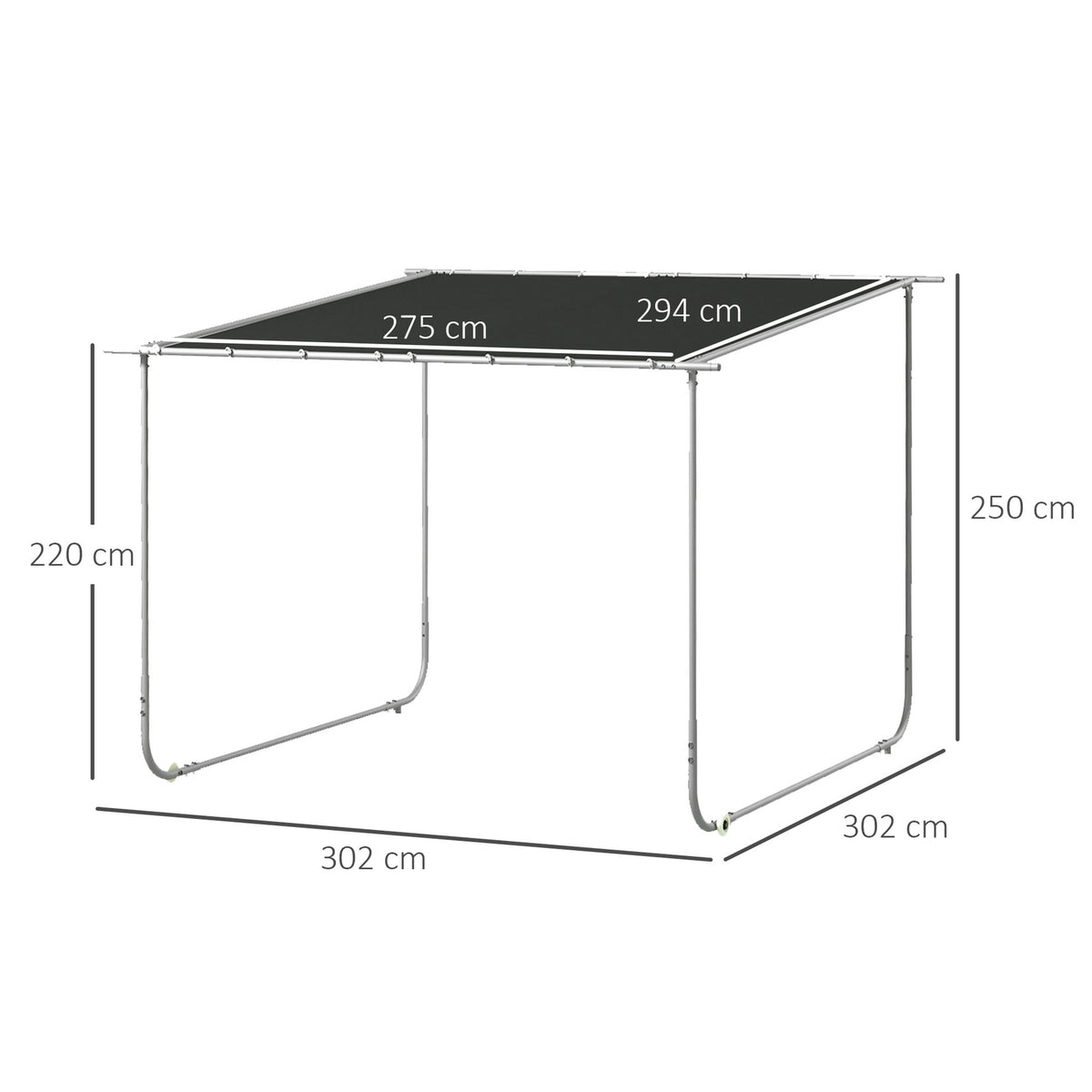 Pergola, Approx. 3 X 3 M Pavilion, Patio Canopy With Uv Protection, Sandbag, Garden Pavilion, Patio Pavilion With Wheels For Balcony, Oxford