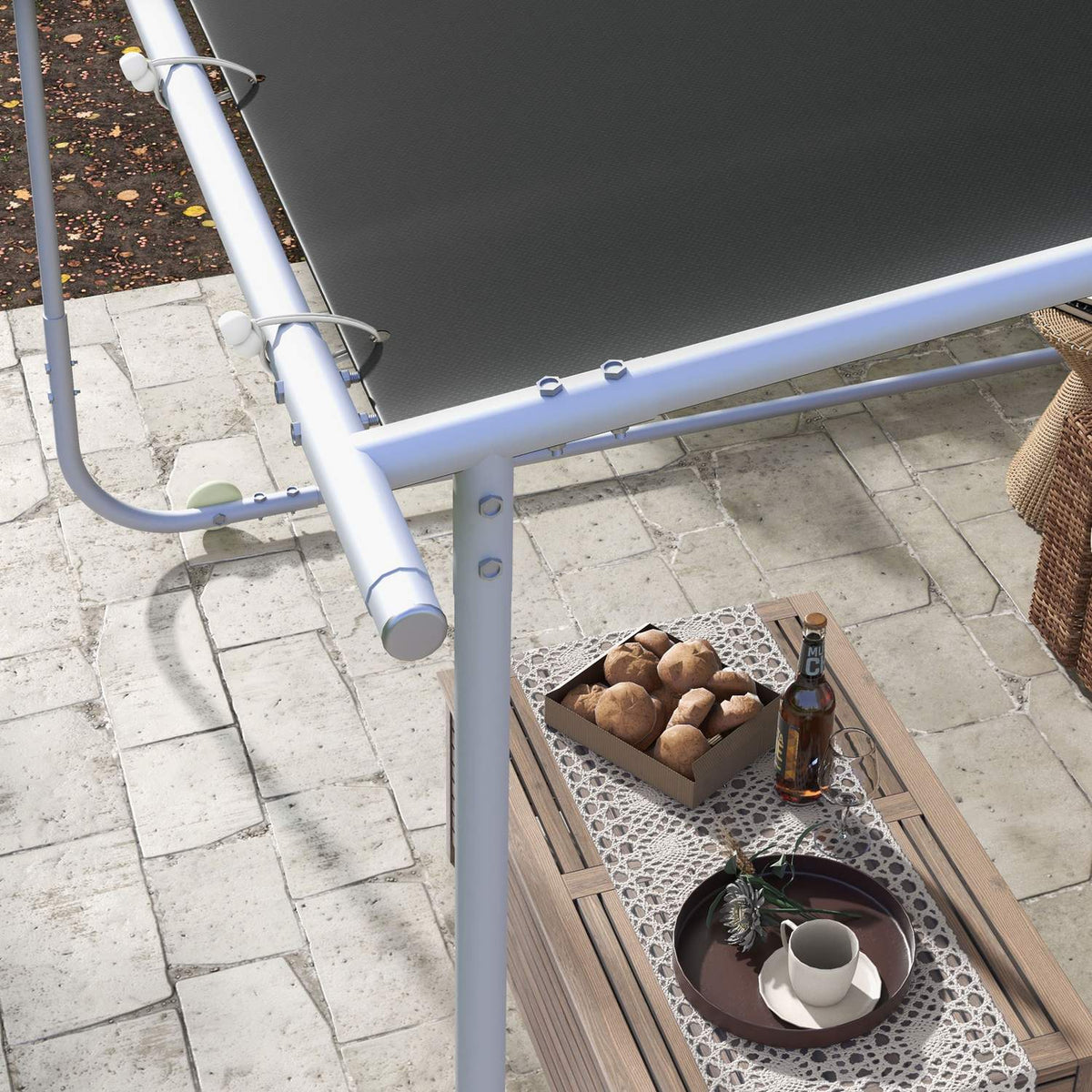 Pergola, Approx. 3 X 3 M Pavilion, Patio Canopy With Uv Protection, Sandbag, Garden Pavilion, Patio Pavilion With Wheels For Balcony, Oxford