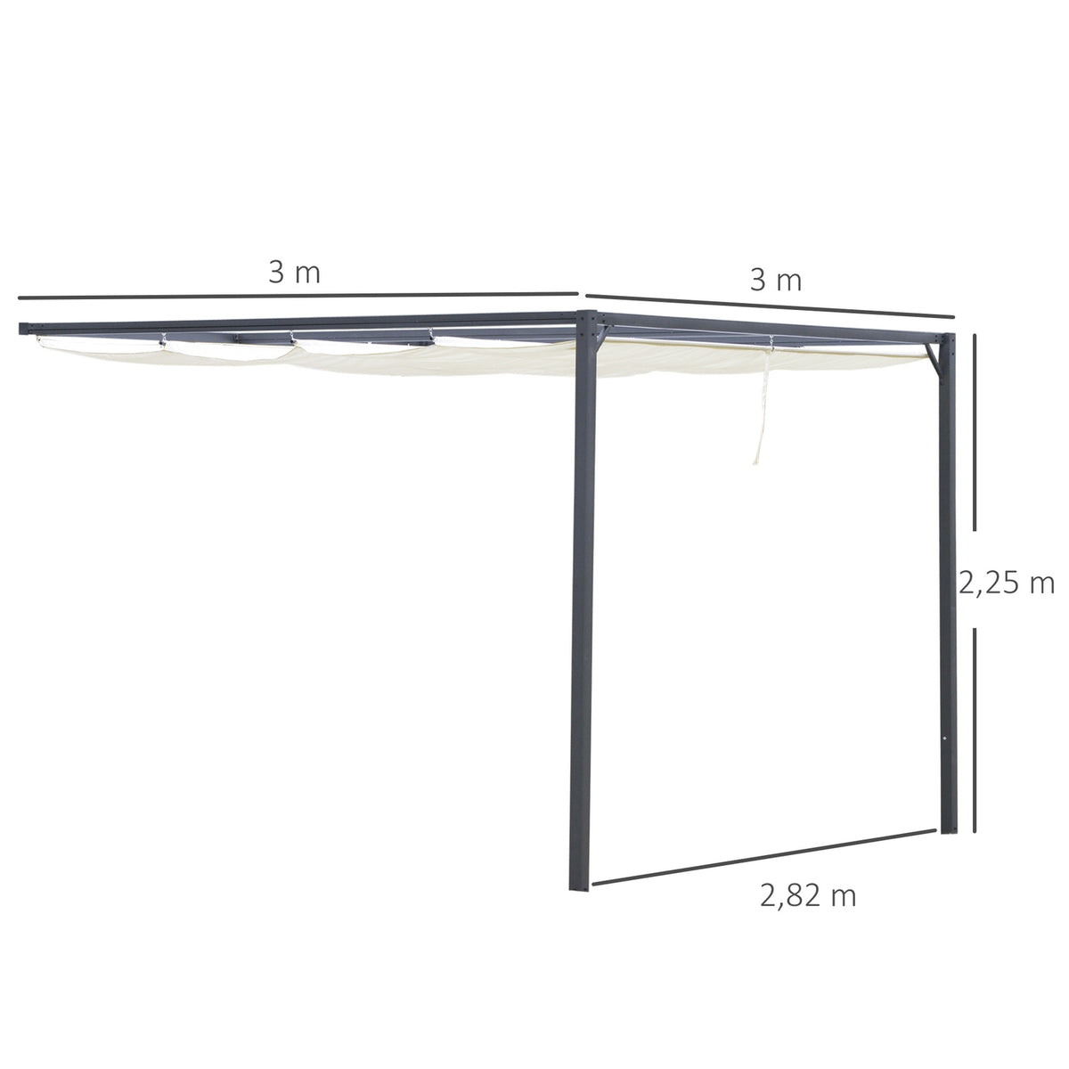 Pergola Gazebo 3 X 3 M Garden Pavilion Bbq Pavilion With Fabric Roof Patio Canopy Weatherproof Wall Mounting Metal Polyester Cream White