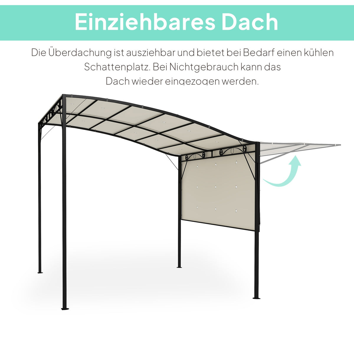 Pergola Gazebo 3x2.5m Steel Water-Repellent Sun Protection with Adjustable Roof Wall Mounted Garden Gazebo Freestanding Patio Canopy Canopy for Garden Balcony Cream White