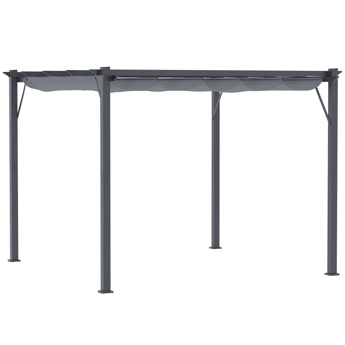 Pergola Gazebo Patio Canopy With Sliding Roof, Garden, Aluminum, Charcoal Gray + Dark Gray, 3X3X2.23M