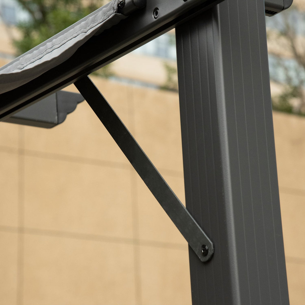 Pergola Gazebo Patio Canopy With Sliding Roof, Garden, Aluminum, Charcoal Gray + Dark Gray, 3X3X2.23M