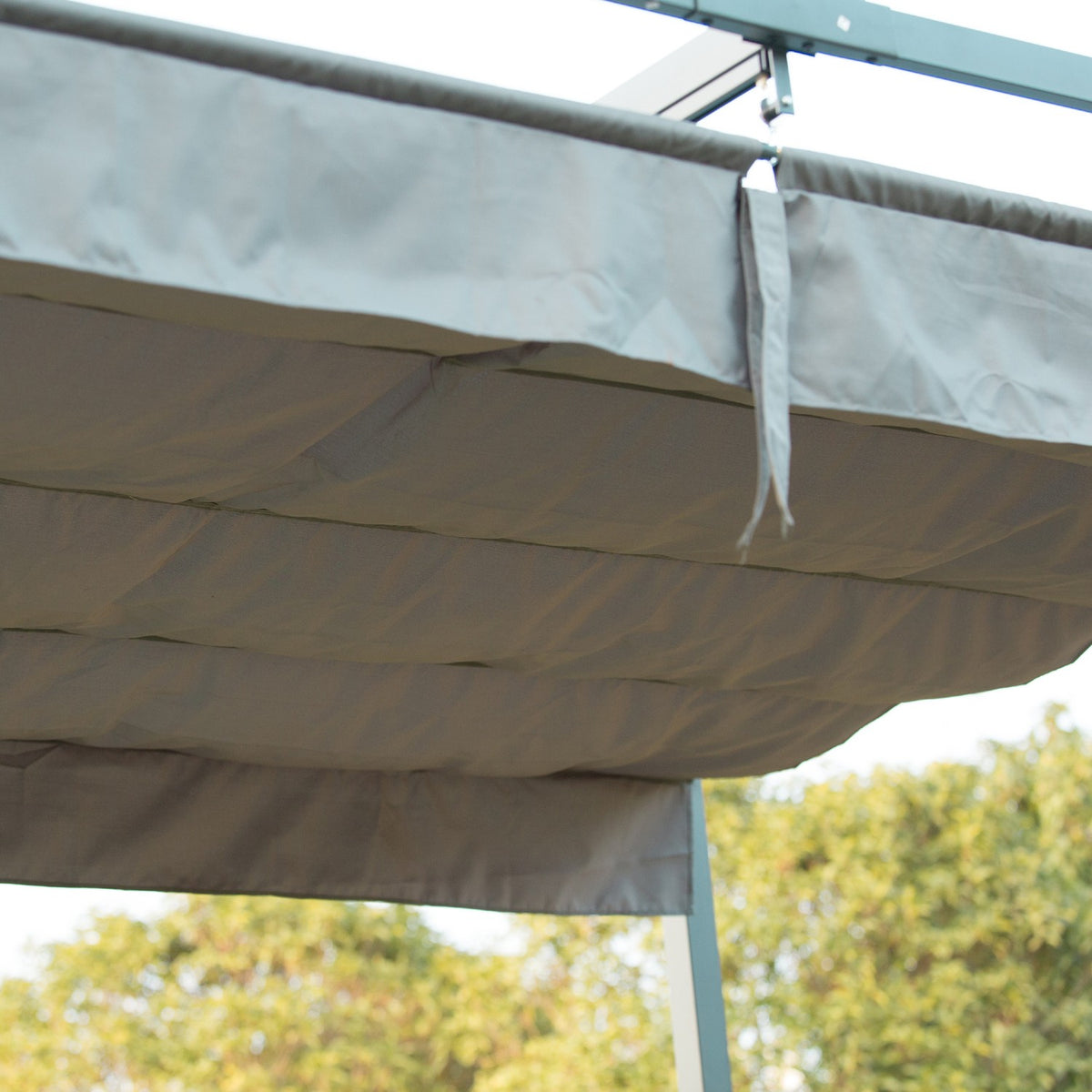 Pergola Gazebo Patio Canopy with Sliding Roof 298 x 213 x 221 cm, Grey, Weatherproof Polyester for Garden & Terrace