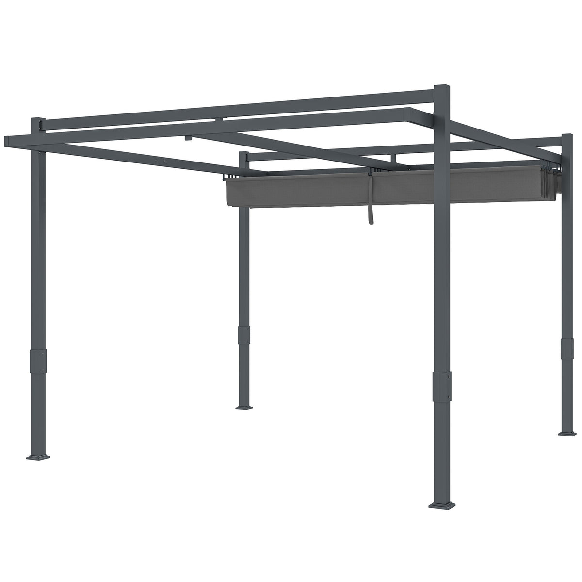 Pergola Pavilion Approx. 3.5x3m Aluminum Stable Winterproof Sun Protection with Adjustable Sliding Roof Freestanding Garden Gazebo Patio Canopy Canopy for Garden Balcony Gray