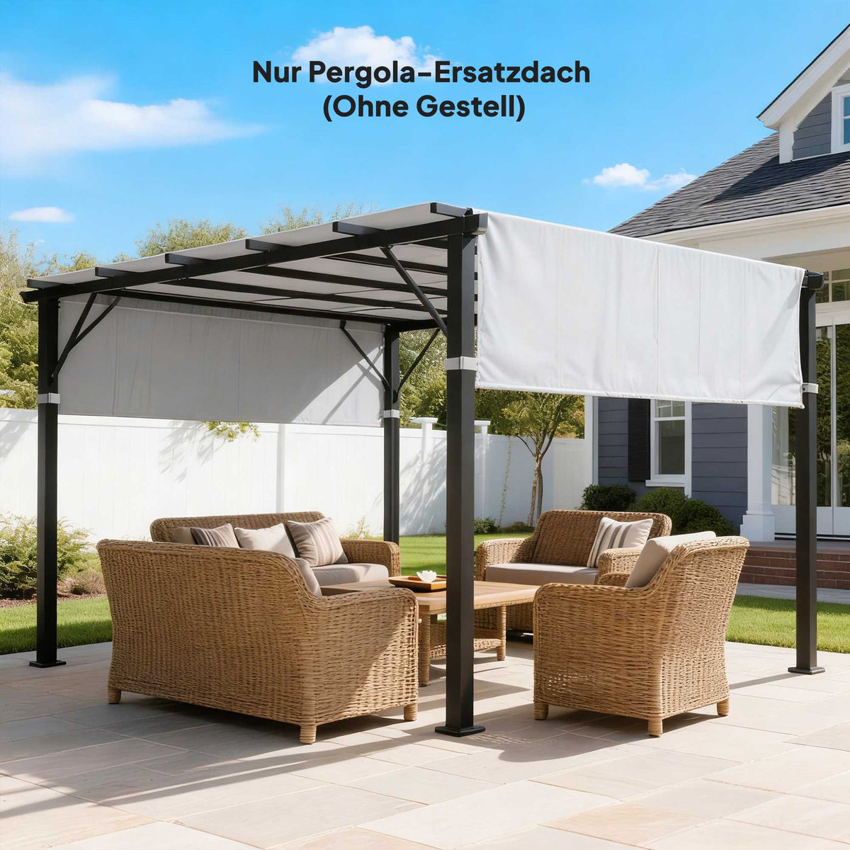 Pergola Replacement Canopy, UV Protection, 3x3m, Light Grey